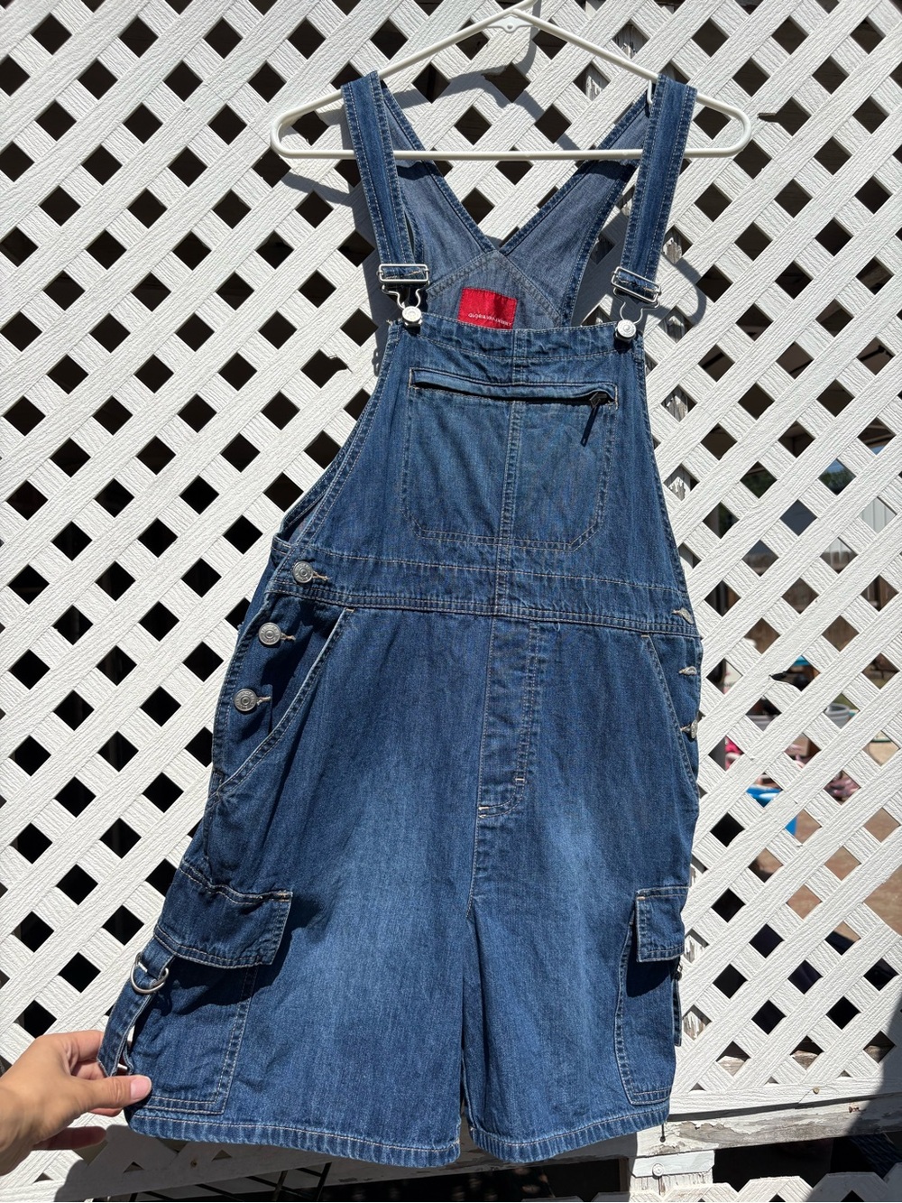 Gloria Vanderbilt Blue Denim Short Overalls with Red Label